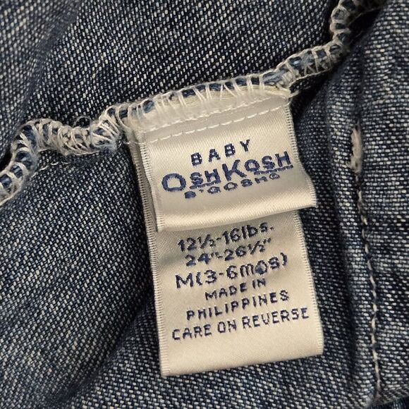 VTG Oshkosh B'Gosh Baby Denim Dress With Embroidered Flowers Butterfly - N4 - Picture 4 of 8